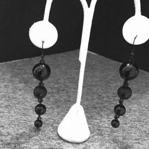 Hand crafted black Earrings 4 tier drop